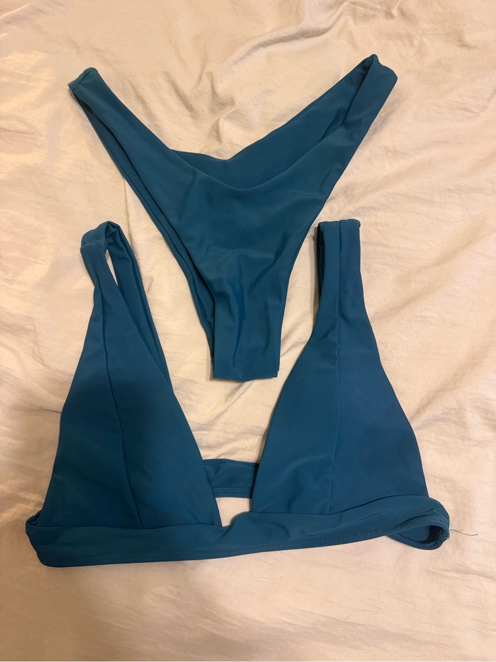 Teal V-Neck Bikini Set - Women's Swim